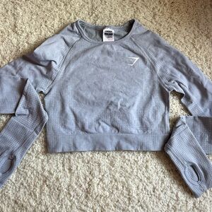 Gymshark Light Gray Seamless Cropped Long Sleeve Top